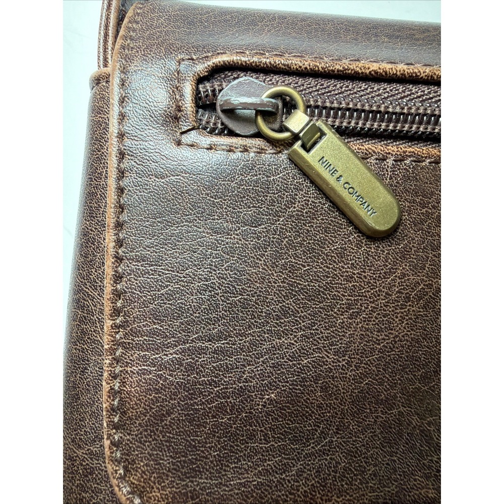 Nine & Company Mini Shoulder Bag Purse Brown Leather Type Small Vintage 90s Bag - Picture 4 of 13